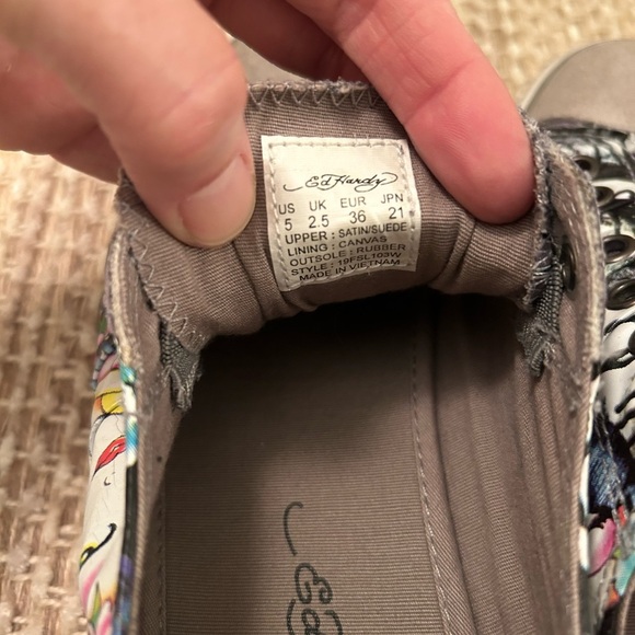 Ed Hardy Colorful Tattoo Slip On Sneakers Women Sz 5 Shoes Low Tops Y2K Grunge - Picture 8 of 10